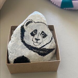 Hand-Painted Panda Rock Art